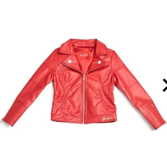 NEW GUESS Dana Faux-Leather Moto Jacket SZ 10 - Picture 2 of 7